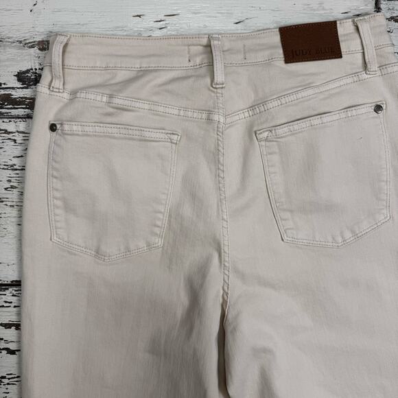 Judy Blue Jeans 15/32 High Waist Cream Garment Dyed Crochet Patches JB88836 - Picture 7 of 8
